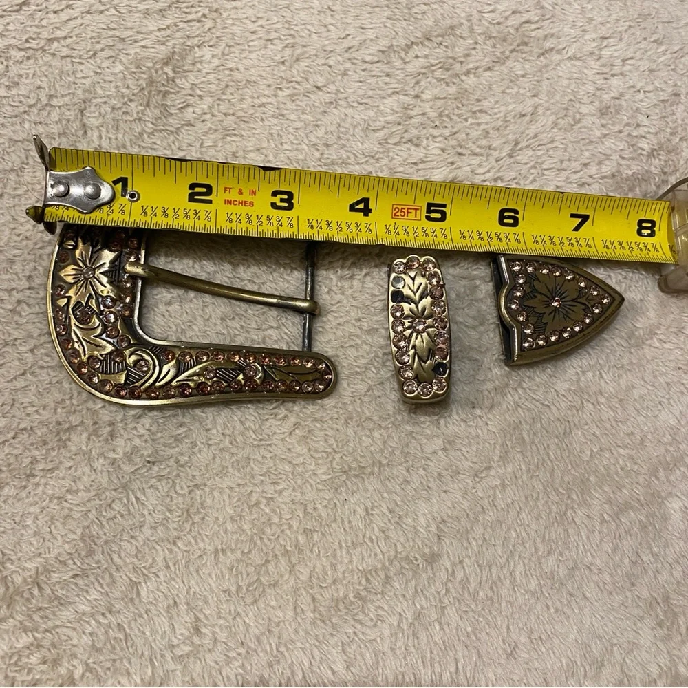 Antique Gold Bling Belt Buckle Set cowgirl glam western chic rodeo ranch festiva